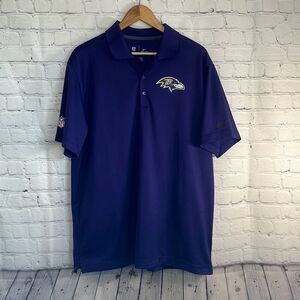NFL Nike On Field Apparel Baltimore Ravens Purple Polo Short sleeve Sz L Dri Fit